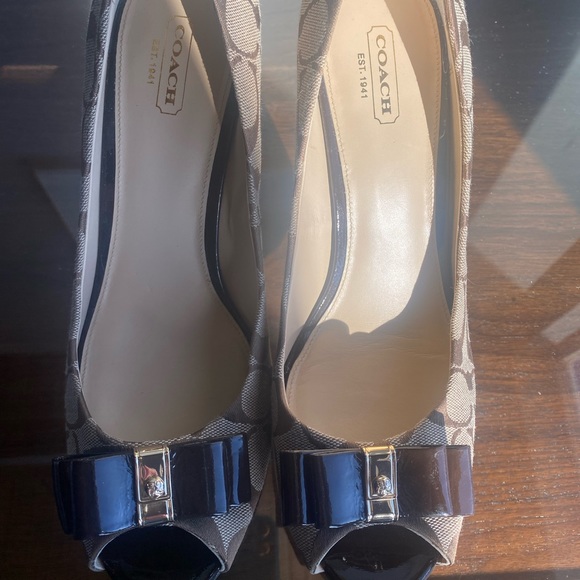 COACH Logo Peep Toe Wedge - Picture 6 of 7